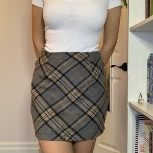 Wool plaid mini skirt